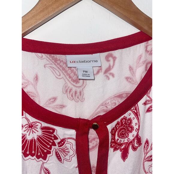 NWT Liz Claiborne PM Women’s Sleeveless Red White Paisley Floral - Picture 1 of 6